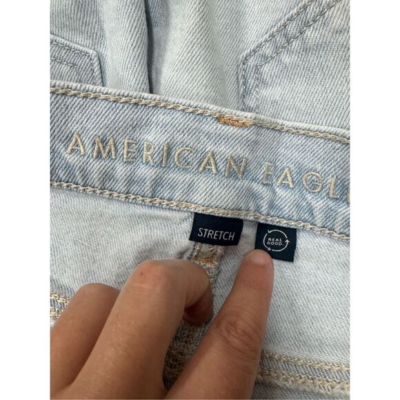 American Eagle Stretch Super High-Rise Straight Light Wash Jeans Size 0 Short - Picture 5 of 8